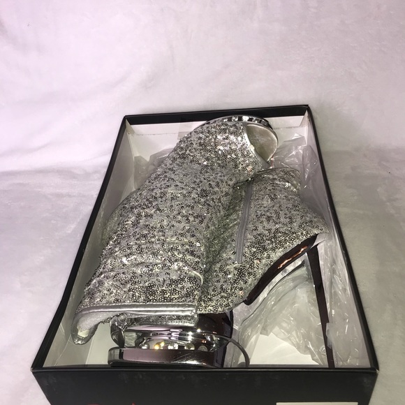 Pleaser Sequins/Chrome Boots - Picture 4 of 6